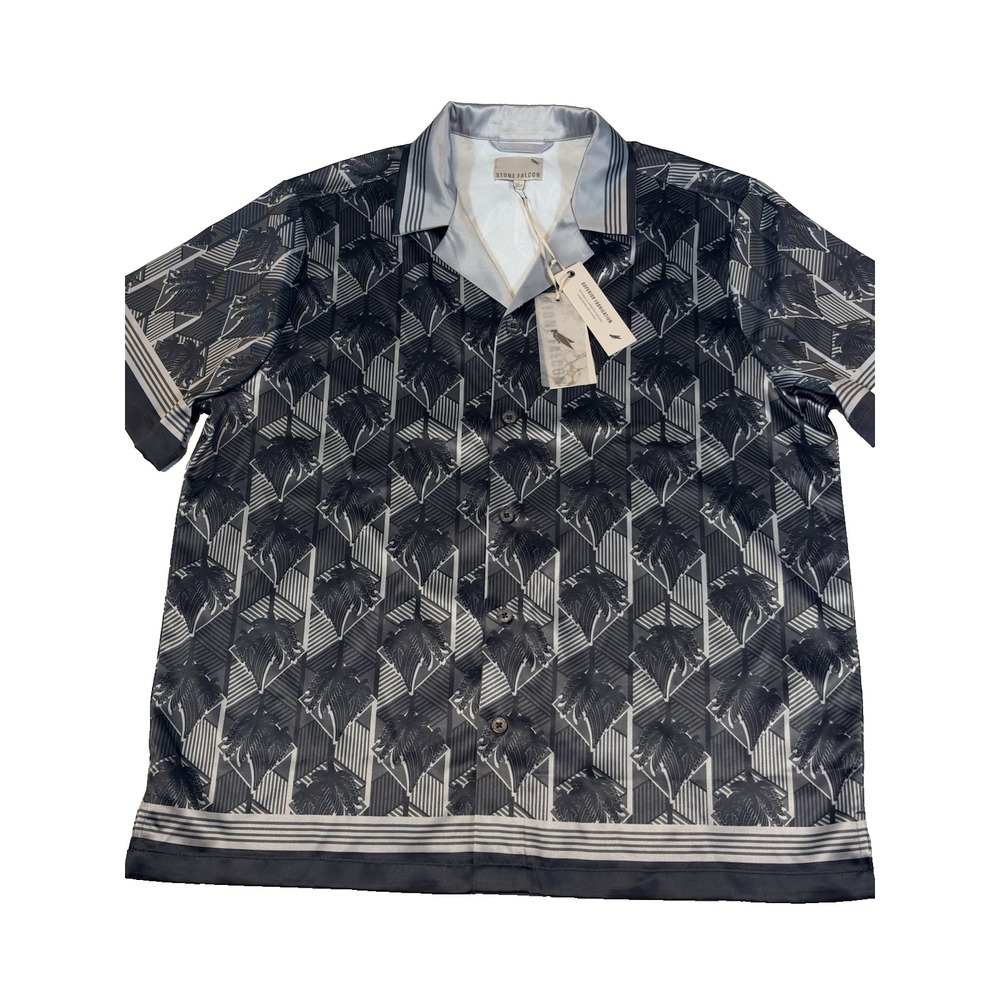 NWT - Stone Falcon Print Shirt Size Large Grey - STYLE / COMFORT